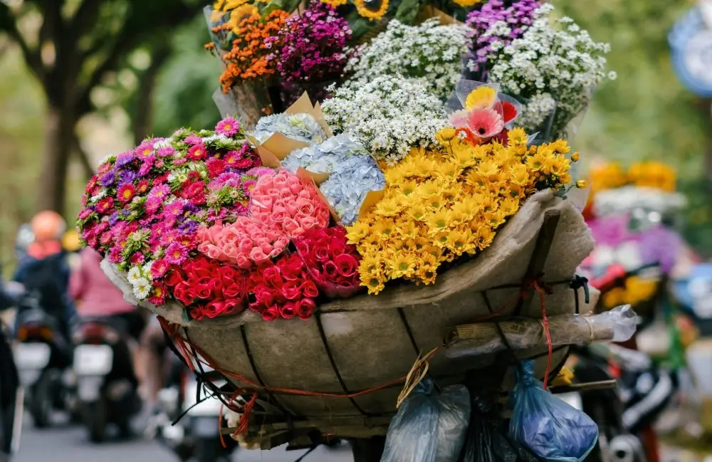 Flowers on the street in Hanoi